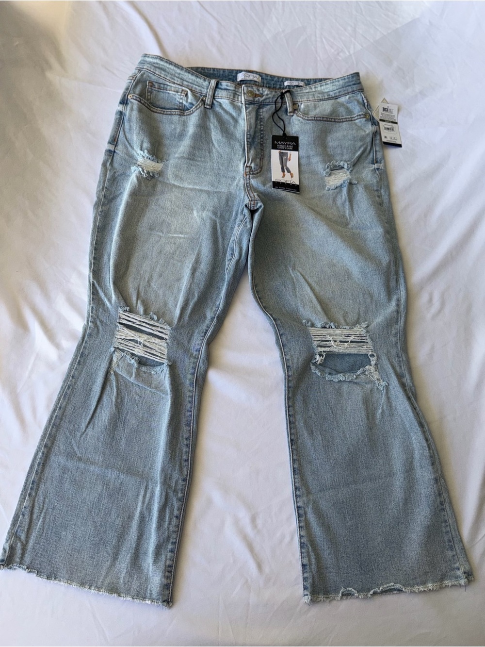 NWT Sofia Jeans Mayra High Rise Crop Flare Distressed Size 16